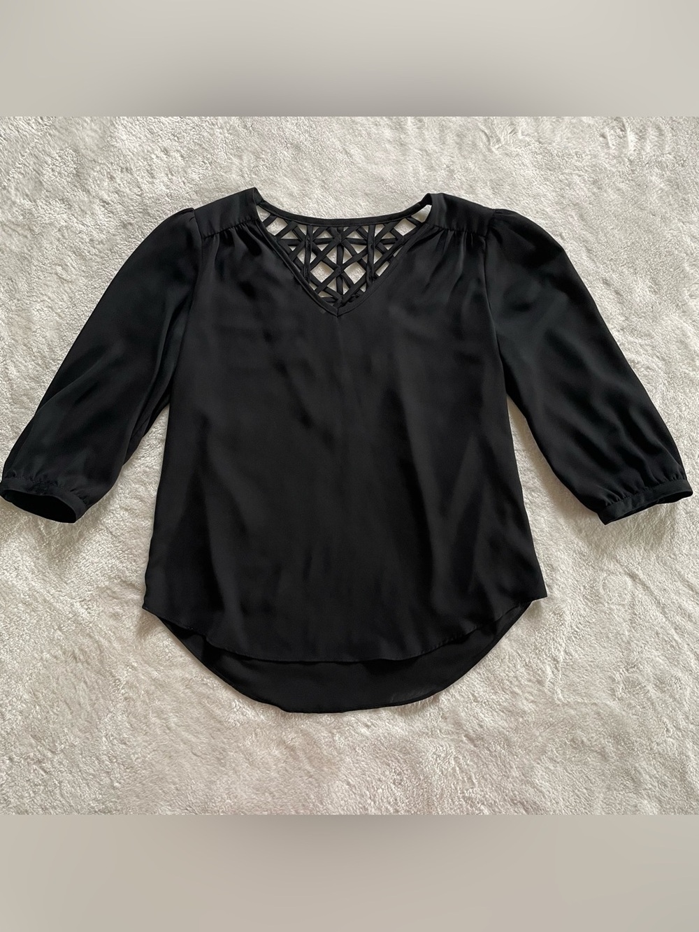 IZ Byer Sheer Black Half Sleeve Blouse size XS